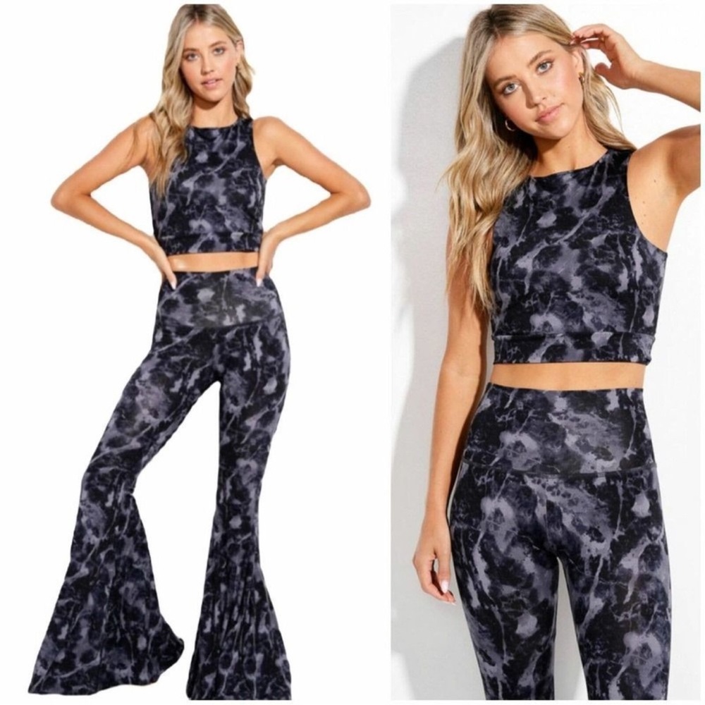 Marble Black & Gray Bell Bottom Set- sku 8024